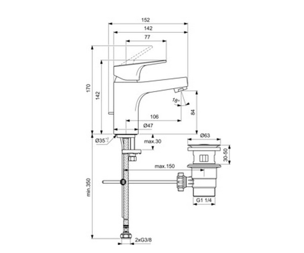 смеситель для раковины IDEAL STANDARD CERABASE